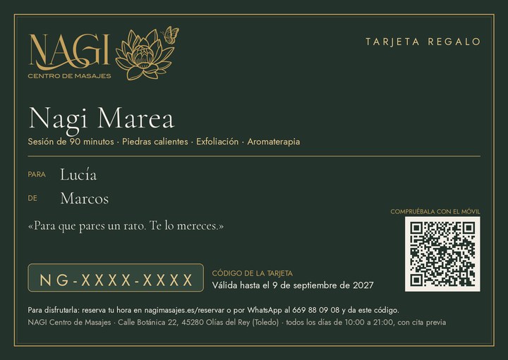 Una tarjeta regalo de muestra